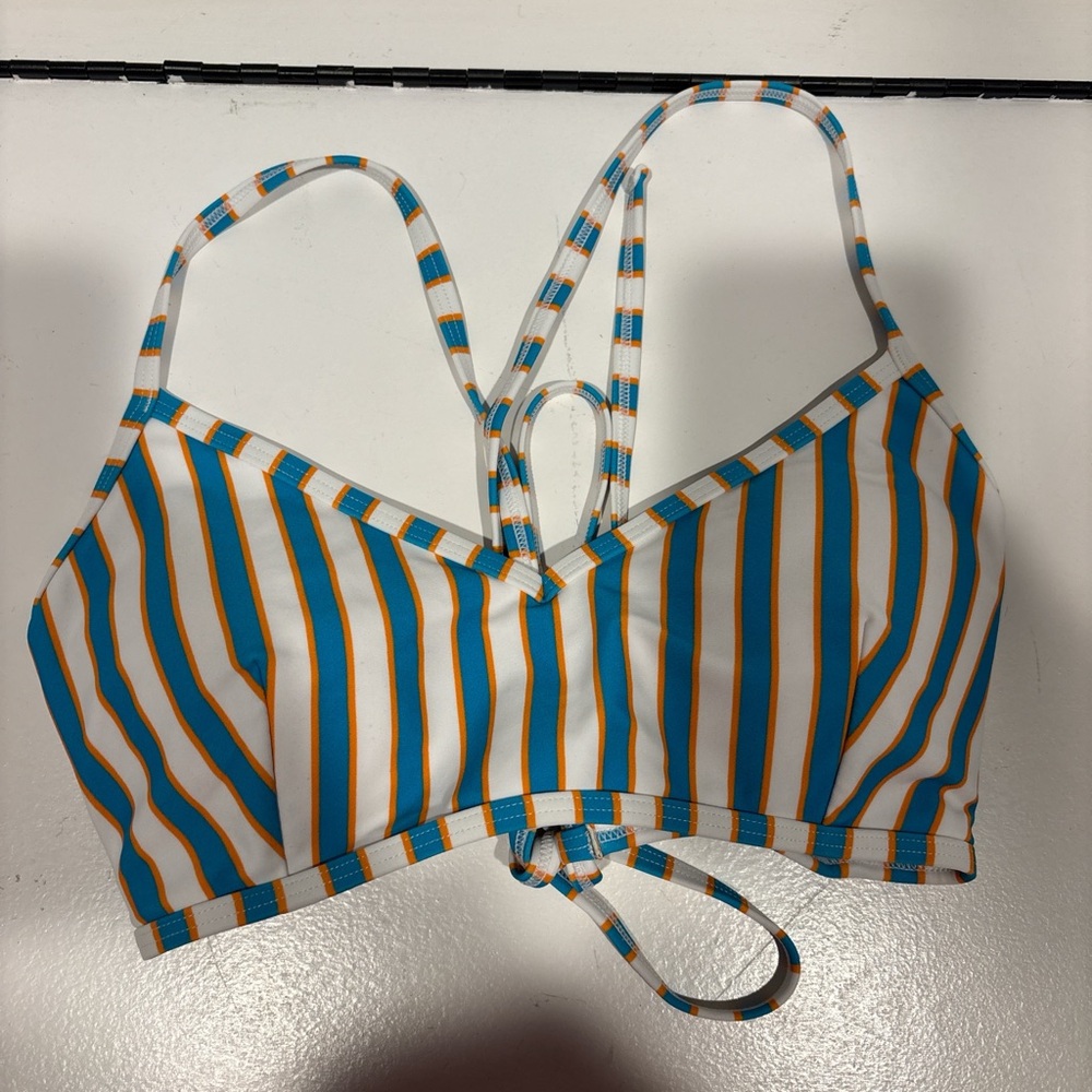 Striped Teal and Orange Bikini Top w/ Teal Bottoms